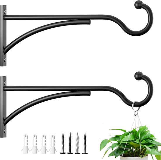 Wandhakenhalter – Haken – Hängende Gartendekoration – Stabiles Dreiecksdesign – 2er-pack, 28 Cm – Schwarz