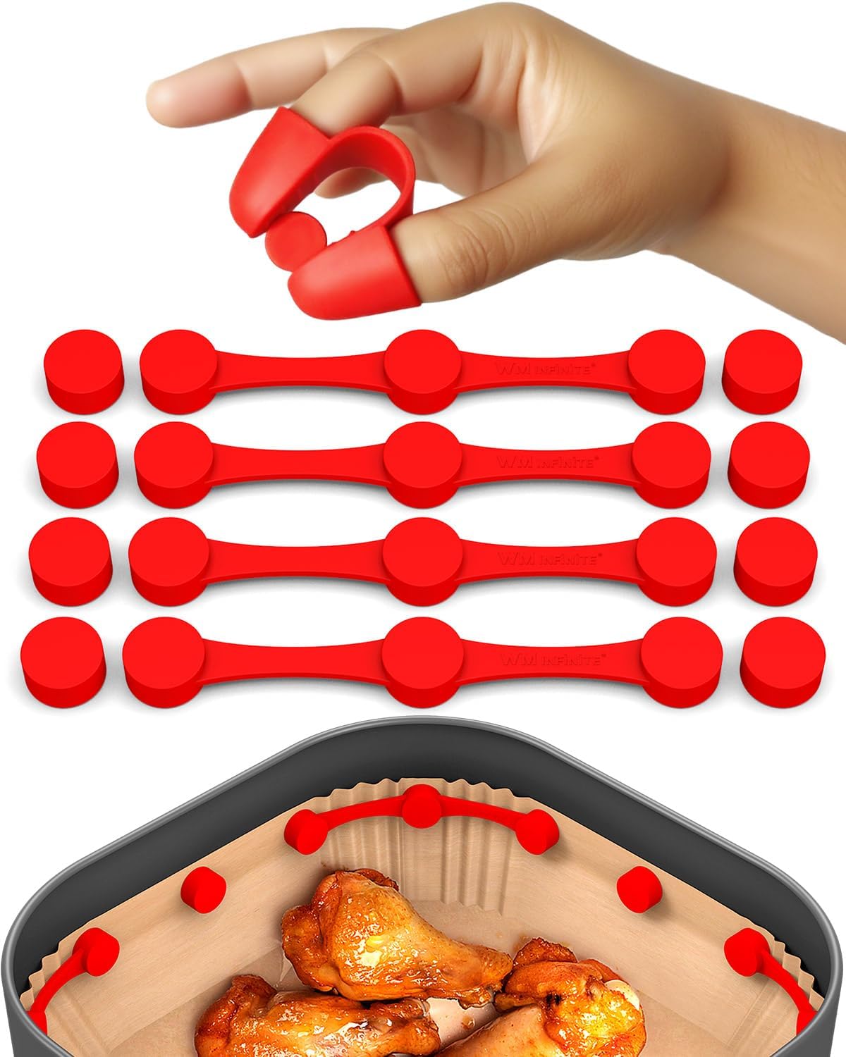 Magnetische Silikon-verschlüsse Für Airfryer (2 Stück) – Hält Backpapier An Ort Und Stelle – Verhindert Brandgefahr Und Deckt Lebensmittel Ab – Hitzebeständiges, Lebensmittelechtes Silikon