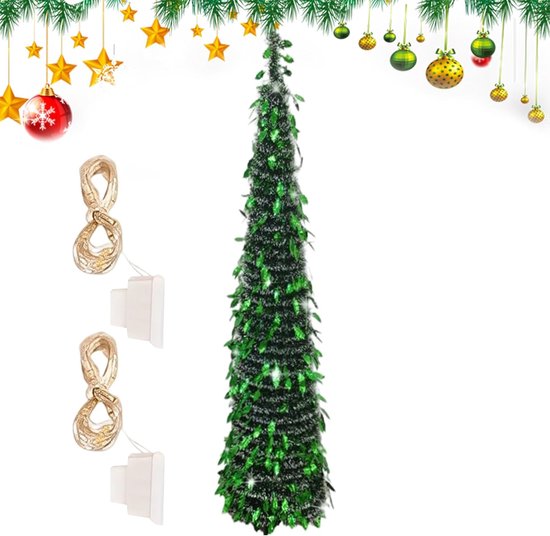 Glitzernder Weihnachtsbaum – Künstliche Pflanze Mit Led-lichtern – 1,5 Meter – Für Drinnen Und Draußen Geeignet – Partydekoration – Einfacher Aufbau – Faltbar