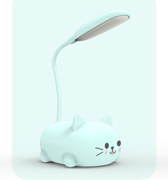 Ergonomische Schreibtischlampe Mit Flexiblem Hals, Mehrfach Verstellbar, Aus Abs-material, Kleine Schreibtischlampe, Kinderschreibtischlampe, Blaue Schreibtischlampe In Katzenform.