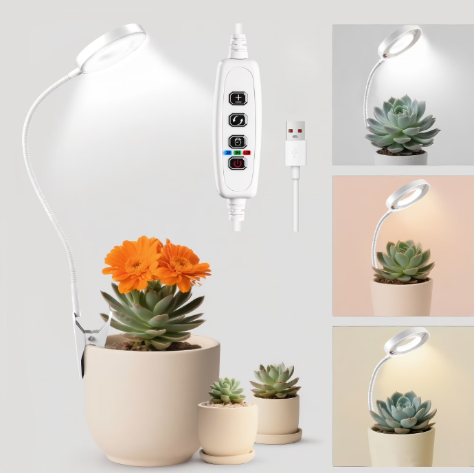 Pflanzenlampe, Weiße Led-vollspektrum-pflanzenlampe Für Den Innenbereich, Led-lichtleiste Mit Clip-funktion Und Zeitschaltuhr, 3 Helligkeitsstufen, Für Hydrokultur Und Sämlinge