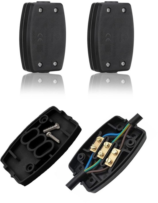 2er-pack Wasserdichte Schwarze Anschlussdosen Für Elektrische Außenkabel