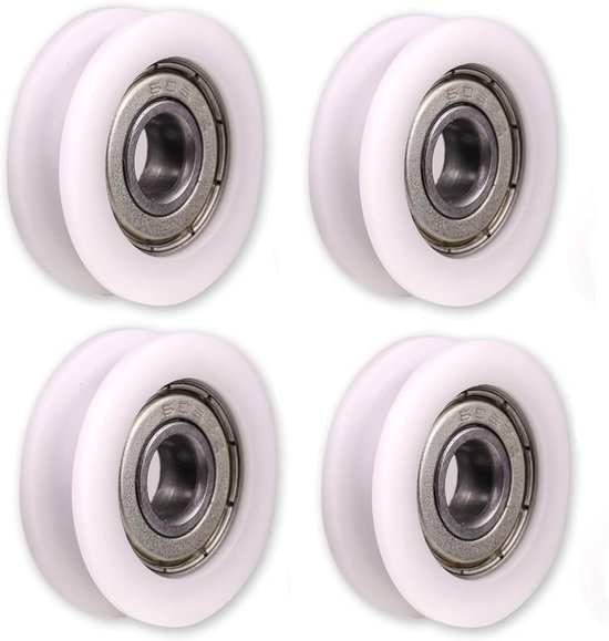 Nylonrollen – Kugellager – Schiebetüren – U-förmige Nut – 4er-pack – Weiß