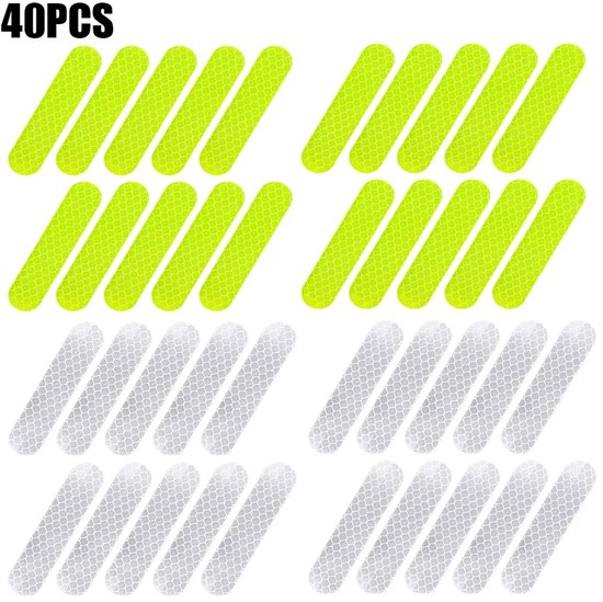Professionelle Reflektierende Sicherheitsaufkleber – Reflektierende Aufkleberstreifen – 40 Streifen Pro Packung – Verschiedene Farben – Wasserfest Und Gut Sichtbar