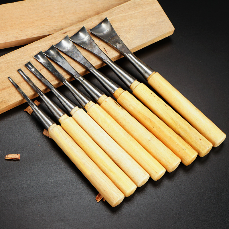 【holzbearbeitungs-stechbeitel-set】 - 3 Stück - 35 Mm Breite - Kohlenstoffstahl - Verlängerte Klingen - Holzbearbeitungs-stechbeitel - Holzgravurmesser - 3-35 Mm