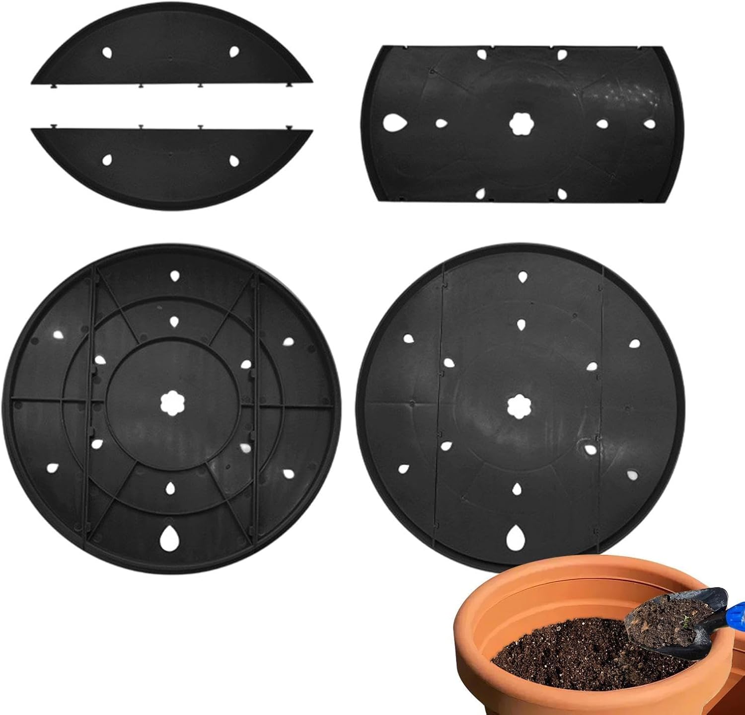 Runde Pflanzkübel-einsätze Mit Drainage Für Drinnen Und Draußen, Z. B. Für Blumenkästen, Terrassen Und Balkone.