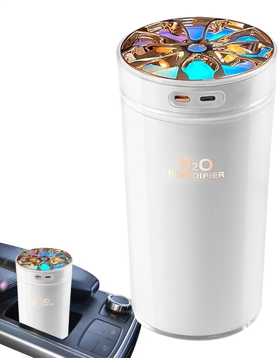 Usb-luftbefeuchter Fürs Auto – 300 Ml Nebelbefeuchter Mit Farbiger Beleuchtung, Tragbarer, Wiederaufladbarer Luftbefeuchter Für Auto, Schreibtisch Und Reisen