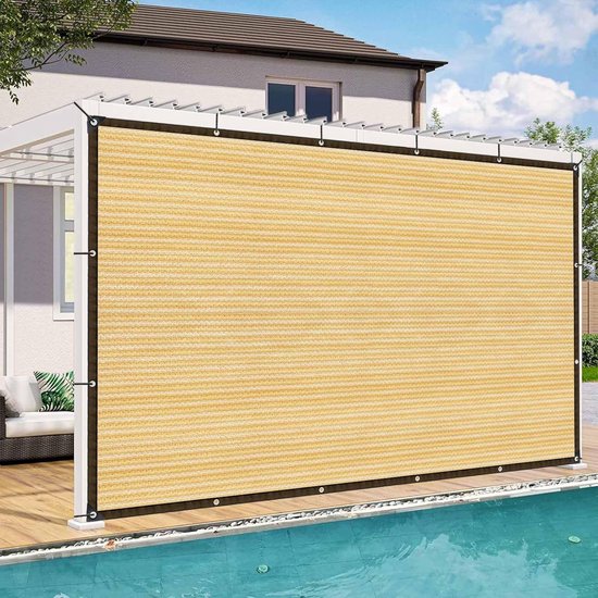 Garten-sonnenschutznetz – Terrassen-sonnensegel – Sonnenschutz – Wasserdurchlässig Und Atmungsaktiv – 2 X 5 Meter – Beige