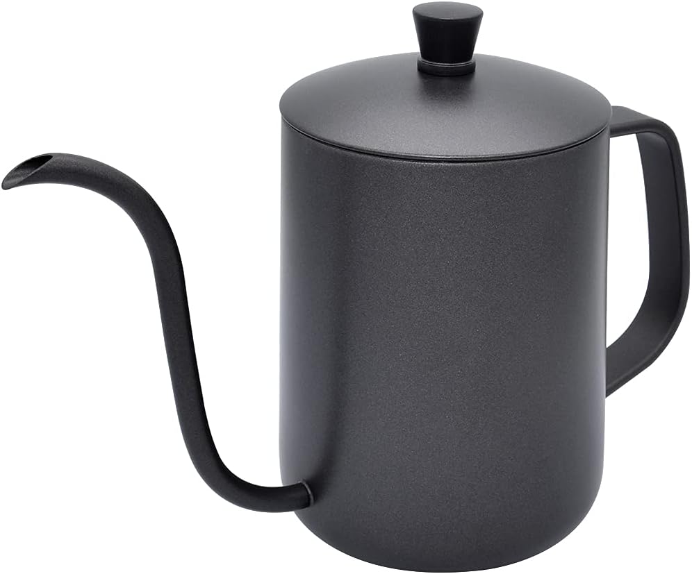 Filterkaffeekanne, 600 Ml, Elegante Edelstahl-filterkaffeekanne Mit Langem, Schmalem Ausguss, Schwanenhals-kaffeekanne Für Zuhause Und Büro – Schwarz