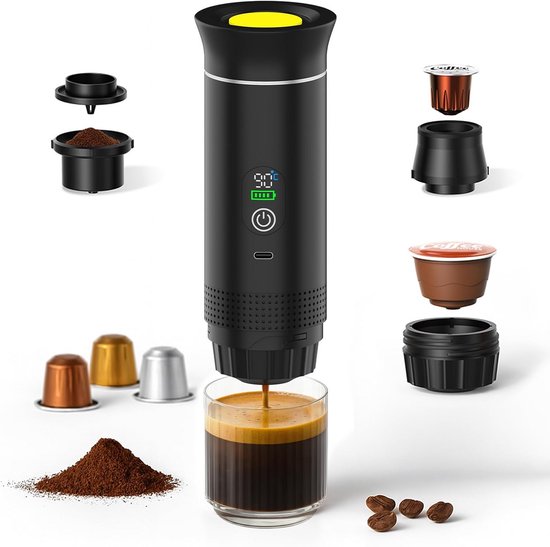 Tragbare Kaffeemaschine – Espressomaschine – Kaffeegenuss Jederzeit Und Überall – Selbstheizender Usb-c-anschluss – 80-ml-wassertank – Schwarz