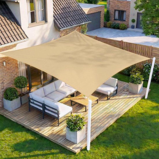 Rechteckiges Sonnensegel – Wasserdichtes Sonnenschutzgewebe – Für Mehr Platz Im Freien – 95 % Uv-schutz – 2 X 3 Meter – Sandfarben