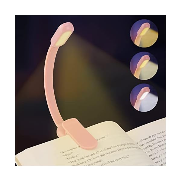 Led-leseleuchte, Buchlampe, Klemm-leseleuchte, Usb-wiederaufladbar, 360°-tablet-leseleuchte, Rosa.