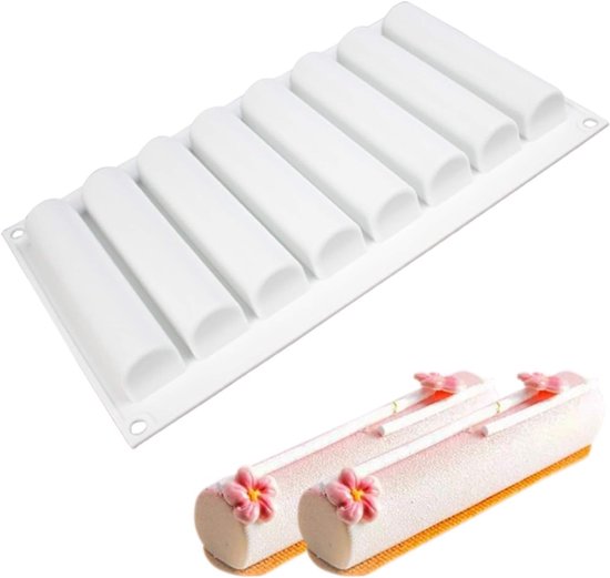 Zylindrische Silikonform Für Mousse-torte, 3d-backformen Für Französische Desserts, Gebäck, Schokolade (8 Mulden)