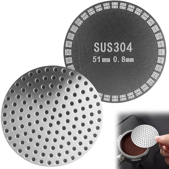 Wiederverwendbares Espressopuck-sieb, 51 Mm Edelstahlgewebe, Geeignet Für Kaffeefilter, Ideal Für Baristas Und Kaffeemaschinen, 0,8 Mm Dick, 2-teiliges Set.