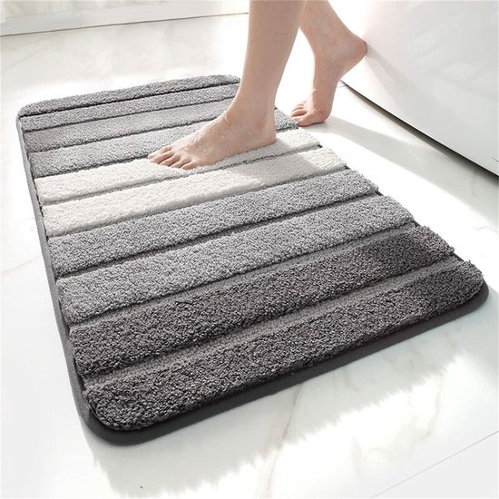 Rutschfeste Badematte – Extra Weiche Badematte – Maschinenwaschbar – Hoch Saugfähig – 40 X 60 Cm – Grau
