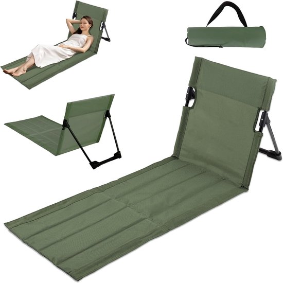 Faltbare Strandmatte Mit Rückenlehne Und Leichter Strandstuhl Mit Verlängerter Sitzfläche, Für Outdoor-aktivitäten, Camping, Picknicks Und Gartenveranstaltungen