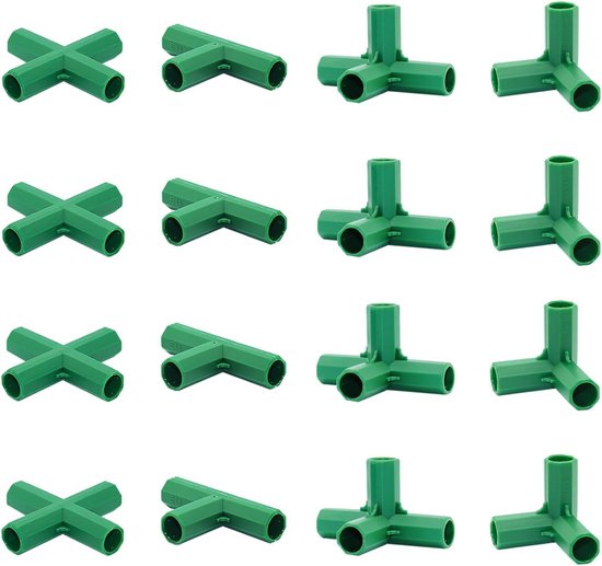 Gewächshausrahmenverbinder – Gewächshauszubehör – Gewächshausbau – 4 Verschiedene Typen – 16 Mm Innendurchmesser – Grün