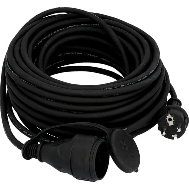 Unitec - Verlängerungskabel Außen 20 Meter H05RR-F3G1,5, schwarz Verlängerungskabel