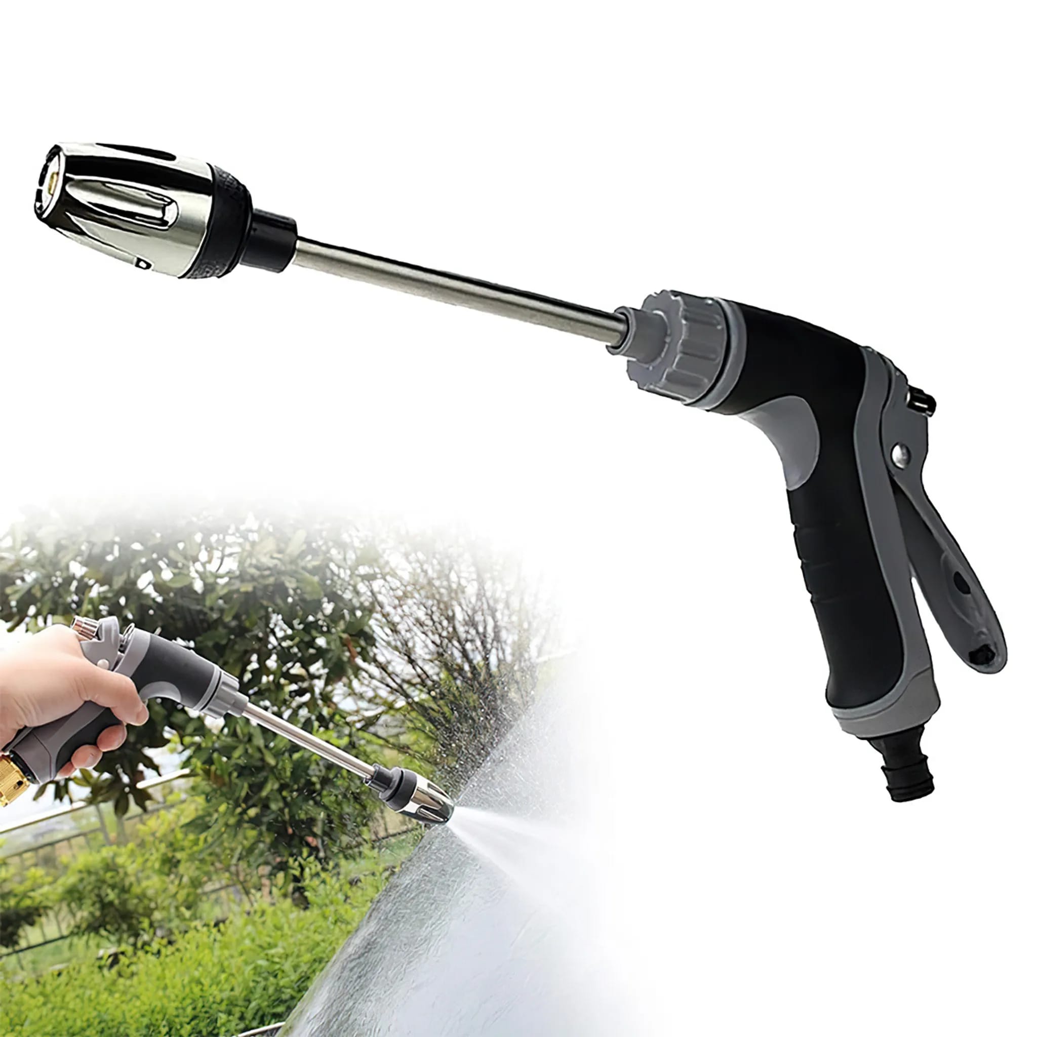 Autowaschpistole Mit Verlängertem Metallausleger – Eine Robuste Und Langlebige Hochdruck-wasserpistole Mit Komfortablem Griff.