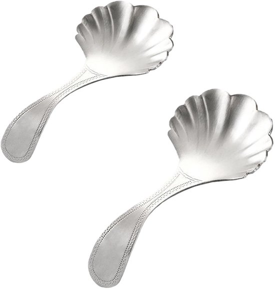 Zwei Muschelförmige Teelöffel – 10,5 X 5 Cm – Edelstahl – Teelöffel – Teeservice-zubehör – Universal – Silber