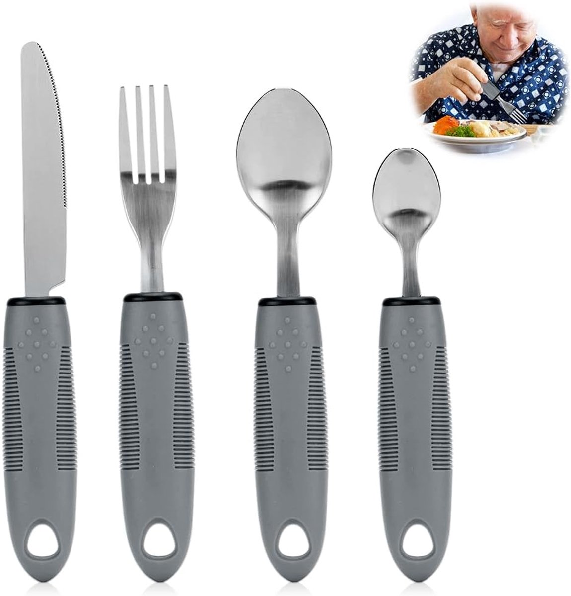 Angepasstes Besteck – Verdicktes Besteck – Flexibel – Griffiges Besteck – Parkinson – Senioren – Angepasstes Besteck Bei Kraftverlust – Hilfsmittel – Stil 2