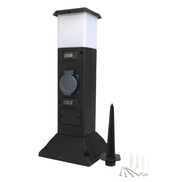 Gartensteckdose mit Lampe Mehrfachsteckdose Gartenlampe - Unitec