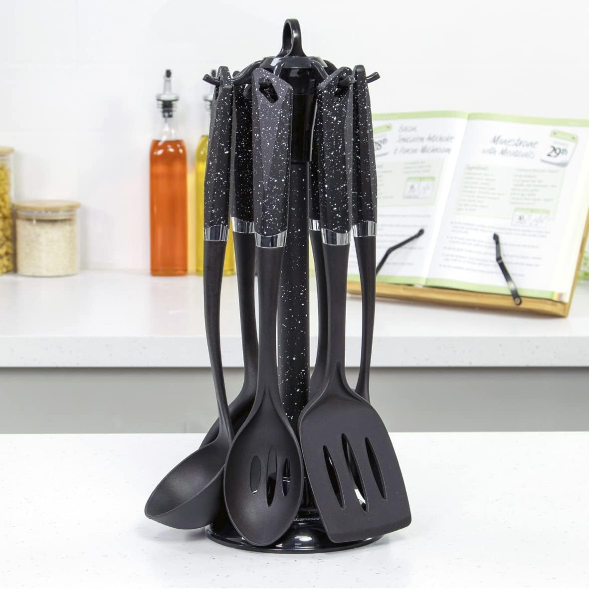 Sechsteiliges Küchenutensilien-set, Bpa-freier Kunststoff, Schwarz, Hitzebeständig Und Kratzfest