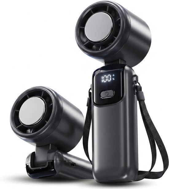 Tragbarer Mini-ventilator, Usb-c, 100 Geschwindigkeitsstufen, Bürstenloser Motor, Schwarz