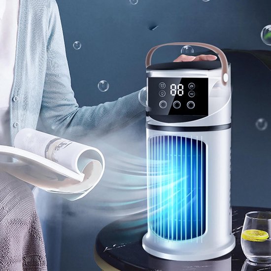 Tragbare Klimaanlage – Mini-luftkühler – Persönliche Kühlung – 9 Lüfterstufen – 15,5 X 15,5 X 27 Cm – Weiß