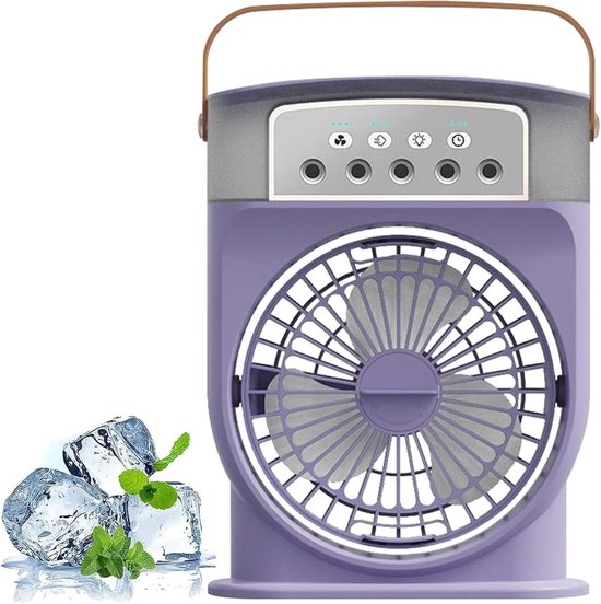 Nebelventilator – Persönlicher Luftkühler – Kühlung Im Freien – Fünf-loch-sprühdüse – 600-ml-wassertank – Lila