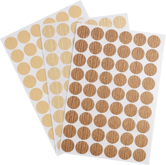 Selbstklebende Schraubenlochabdeckungen, 486 Stück, 9 Bögen À 21 Mm, Holzmaserung-design, Geeignet Für Möbel Wie Schränke Und