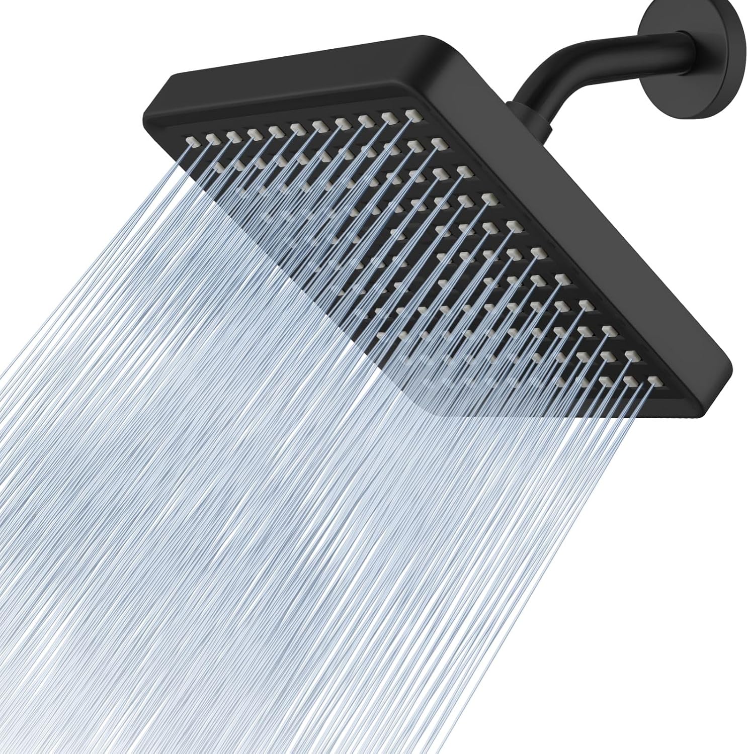 Hochdruck-regenduschkopf, Luxuriöses, Modernes Quadratisches Design, Verstellbarer Und Austauschbarer Duschkopf, 15 Cm (6 Zoll), Mattschwarz