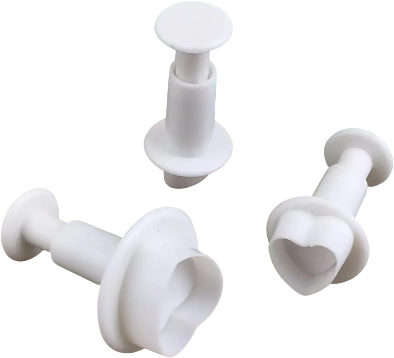 Set Mit 3 Herzförmigen Ausstechformen Mit Stopfer – Tortendekorationswerkzeug – Zuckerpaste – Marzipan – Und Fondant – Weiß – Ideal