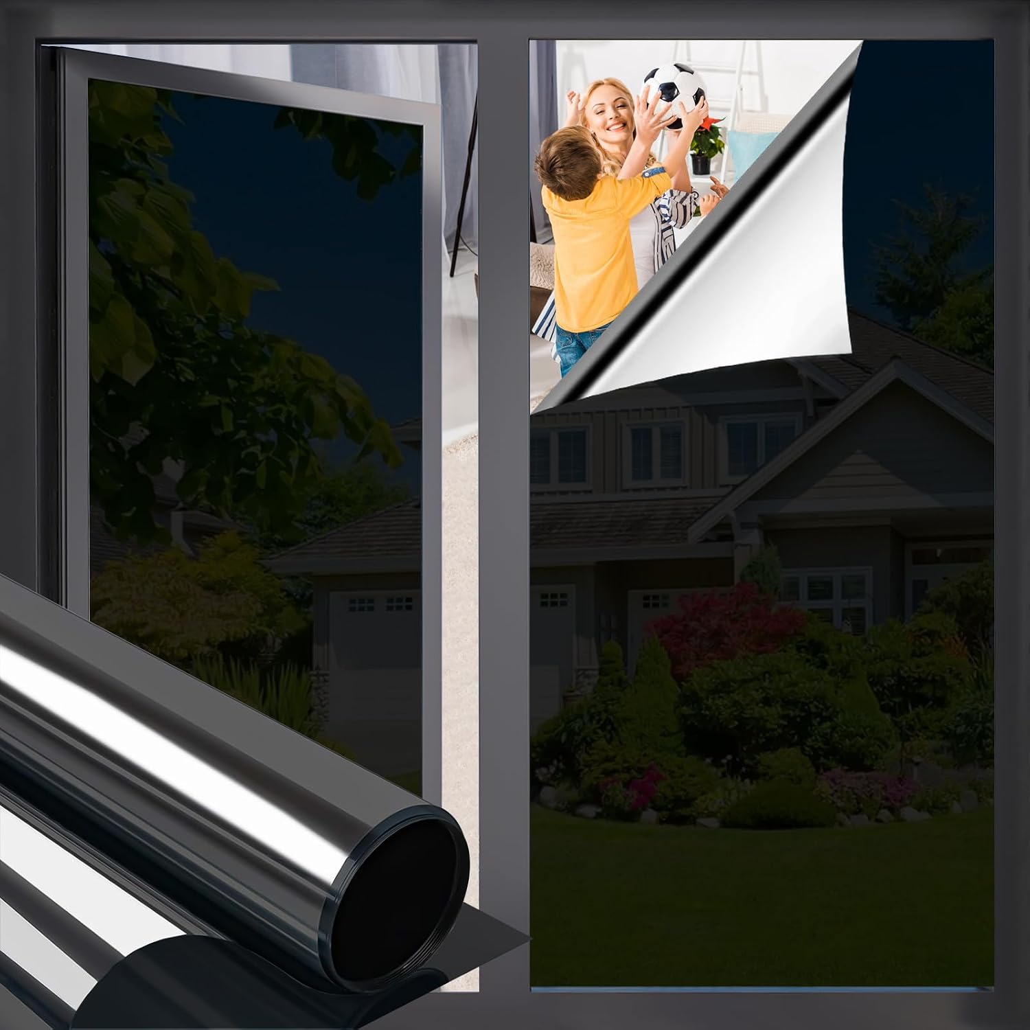 Fensterfolie Mit Wärmeschutz, Unidirektionale Verdunkelungsfolie, Sichtschutz Am Tag, 100% Uv-schutz