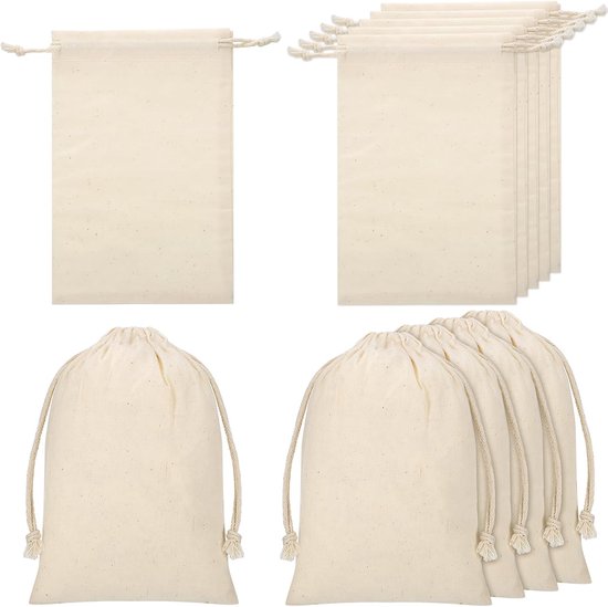 50er-packung Naturfarbene Leinen-geschenk- Und Gastgeschenktüten (15 X 20 Cm) Mit Kordelzug