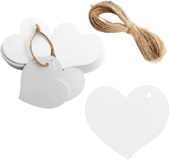 Herzförmige Geschenkanhänger - 100 Blatt Aus Weißem Kraftpapier, Geeignet Für Festliche Anlässe.
