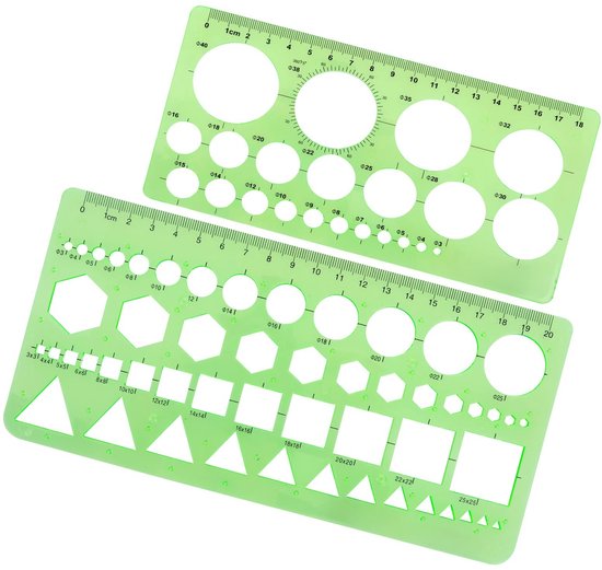 Runde Schablone – Geometrische Formen – Zweiteiliges Set – Grün – Geeignet Für Schule Und Büro – Perfekt Für Kreative Designs