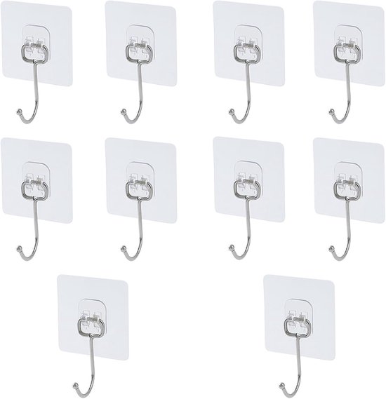 10er-packung Transparente, Selbstklebende, Wasserfeste Und Ölbeständige Wandhaken