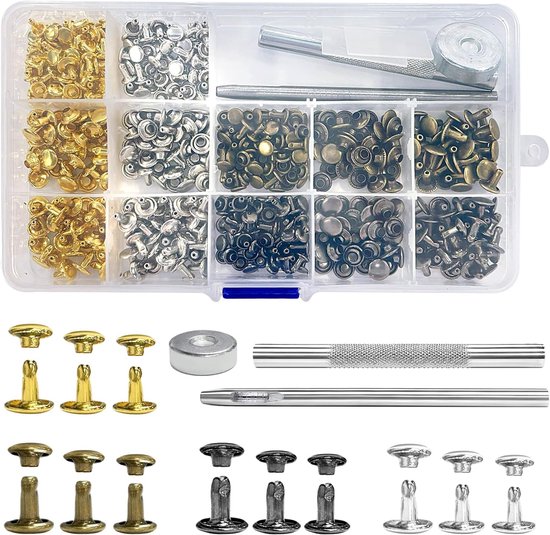 240-teiliges Ledernieten-set – Nieten- Und Zangenset, 4 Farben, Geeignet Für Heimwerkerprojekte