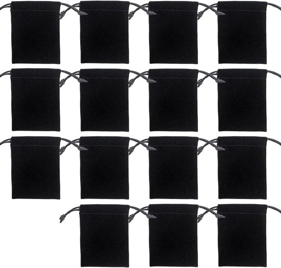 15 Kleine Schwarze Samttaschen Mit Kordelzug – Ideal Zur Aufbewahrung Von Schmuck, Geschenken Und Anderen Gegenständen (7 X 9 Cm)