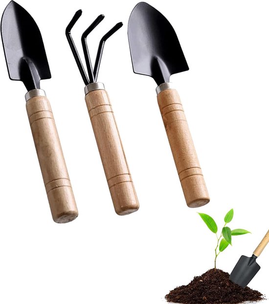 Dreiteiliges Gartenwerkzeug-set – Multifunktional – Geeignet Für Bonsai Und Topfpflanzen – Holzgriff