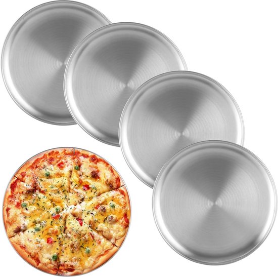 Pizzablech-set – 5-teilig – 30 Cm – Rund – Edelstahl – Ofenfest – Backen – Servieren – Spülmaschinenfest