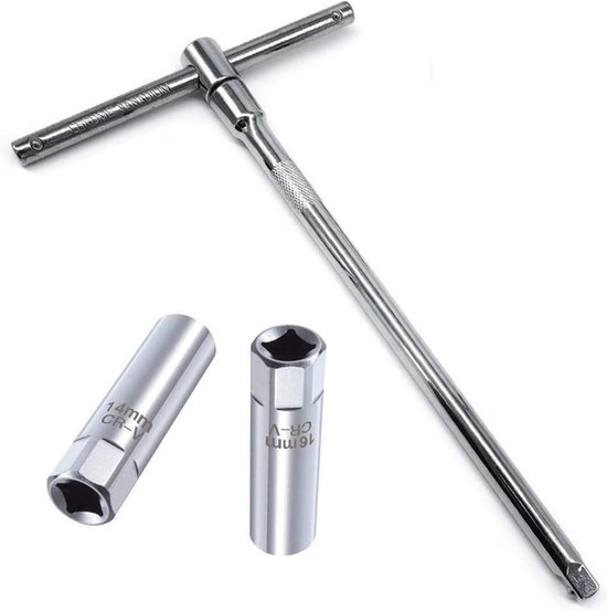 Längster Zündkerzenschlüssel 14 Mm/16 Mm, Motorrad-zündkerzenschlüssel, Flexibler Zündkerzenschlüssel Mit Verschiebbarem T-griff, Für Autos Und Motorräder