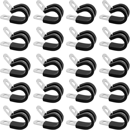 Sortiment An 20 Gummierten P-clips Aus Edelstahl, 20 Mm Schlauchschellen, Gummierte P-clips Aus Metalldraht Für Schlauchleitungen