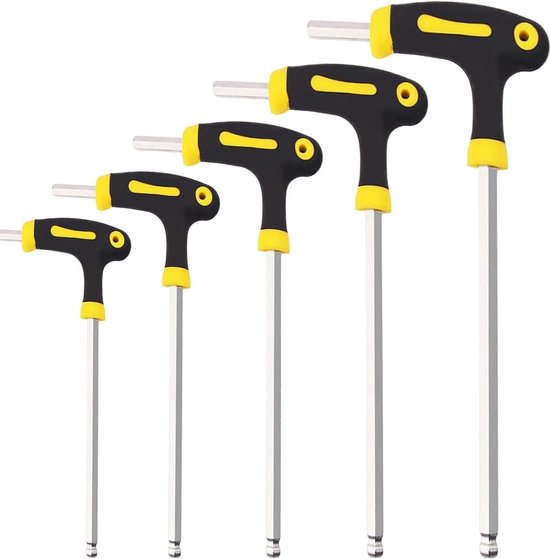 T-griff-inbusschlüsselsatz Mit Kugelkopf, Metrische Größen 2,5/3/4/5/6 Mm, Langlebig Und Ergonomisch Gestaltet.