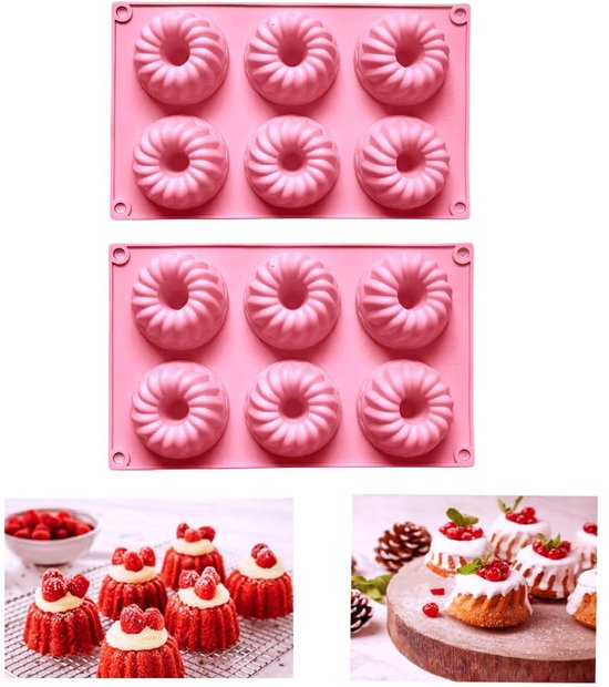 Mini-silikon-ringkuchenform – Lebensmittelecht – 2-teiliges Set – Flexibel – 27,5 X 16,5 Cm