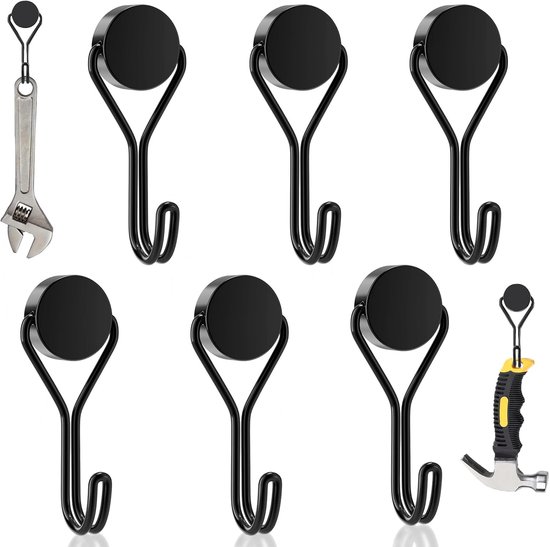 Magnethaken-set (6er-pack) – Drehbare Neodym-magnethaken Für Küche, Büro Und Grill – 16 Mm