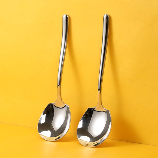 Elegantes Zweiteiliges Set Aus Großen Edelstahl-löffeln Mit Langem Griff, Geeignet Für Verschiedene Gerichte – Gemüselöffel – Kartoffellöffel – Edelstahl 316
