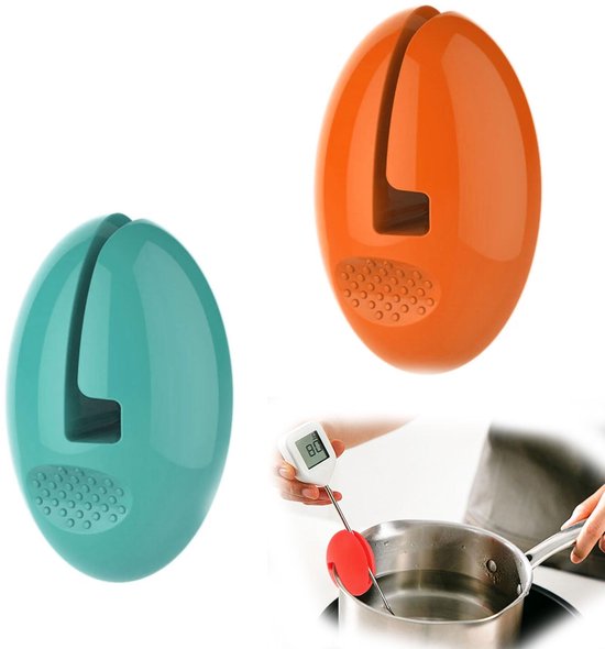 Thermometerhalter – Halterung Für Temperaturfühler – Hitzebeständige Klemme – 2 Stück – Silikon – Für Thermometer – Geeignet Für Die Küche – Schwarz