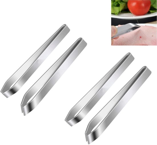 Zeynomax – Fischzange – Fischgrätenpinzette – Professionelle Küchenpinzette – Silber – Multifunktional – 4-teilig